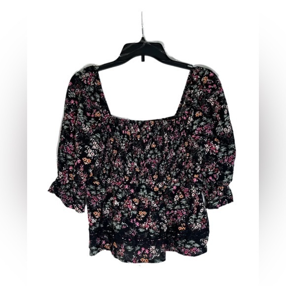 love, Fire Tops - LOVE, FIRE Smocked Lace Trim Top